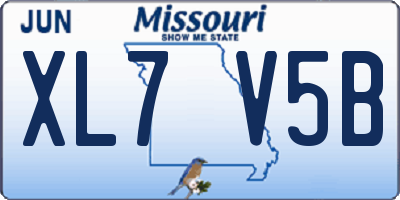 MO license plate XL7V5B