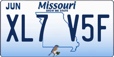 MO license plate XL7V5F