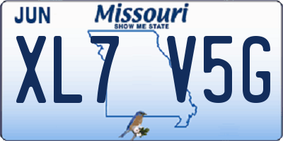 MO license plate XL7V5G