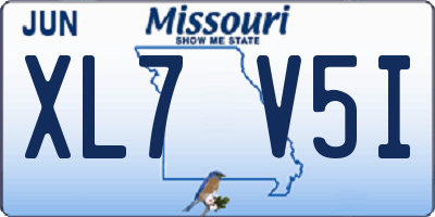 MO license plate XL7V5I