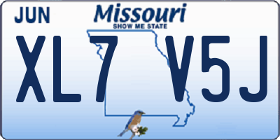 MO license plate XL7V5J