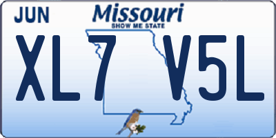 MO license plate XL7V5L
