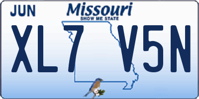 MO license plate XL7V5N