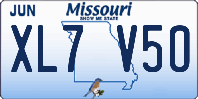 MO license plate XL7V5O