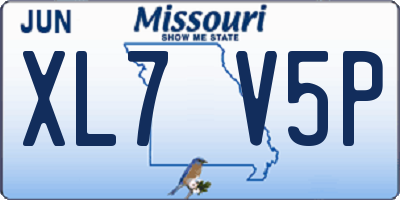 MO license plate XL7V5P