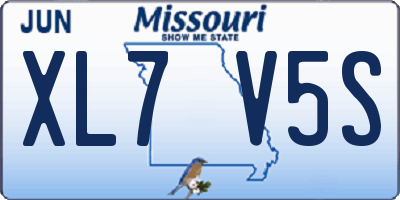 MO license plate XL7V5S