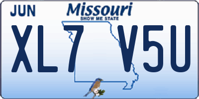 MO license plate XL7V5U