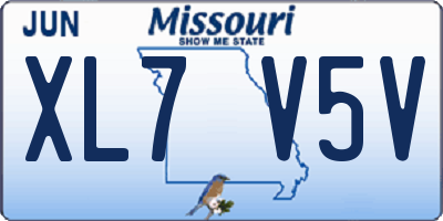 MO license plate XL7V5V