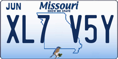 MO license plate XL7V5Y