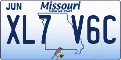 MO license plate XL7V6C