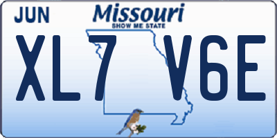 MO license plate XL7V6E