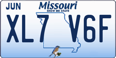 MO license plate XL7V6F
