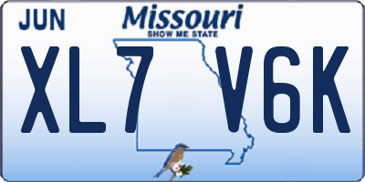 MO license plate XL7V6K