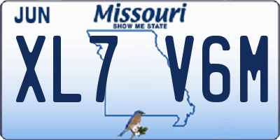 MO license plate XL7V6M