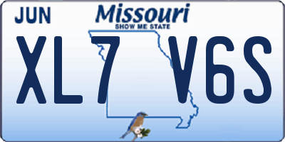 MO license plate XL7V6S