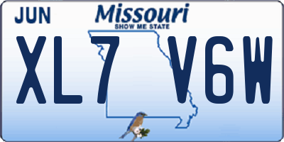 MO license plate XL7V6W