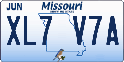 MO license plate XL7V7A
