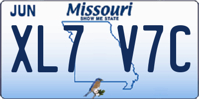 MO license plate XL7V7C