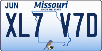 MO license plate XL7V7D