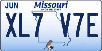 MO license plate XL7V7E