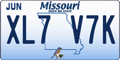 MO license plate XL7V7K