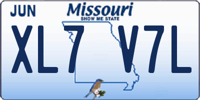 MO license plate XL7V7L