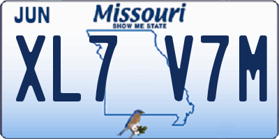 MO license plate XL7V7M