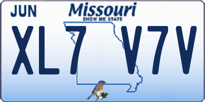 MO license plate XL7V7V