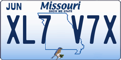 MO license plate XL7V7X