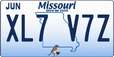 MO license plate XL7V7Z