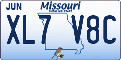MO license plate XL7V8C