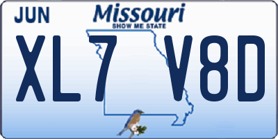 MO license plate XL7V8D
