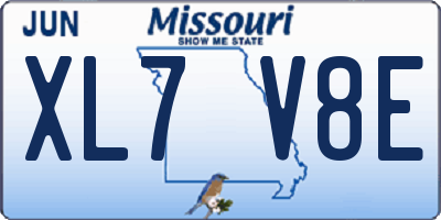 MO license plate XL7V8E