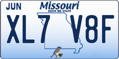 MO license plate XL7V8F