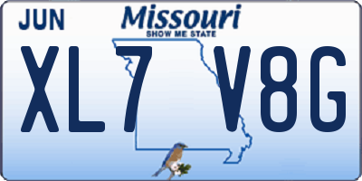MO license plate XL7V8G