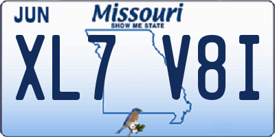 MO license plate XL7V8I