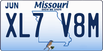 MO license plate XL7V8M