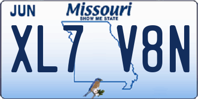 MO license plate XL7V8N