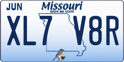 MO license plate XL7V8R