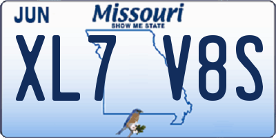 MO license plate XL7V8S
