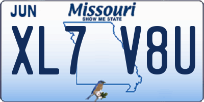 MO license plate XL7V8U