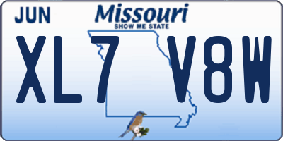 MO license plate XL7V8W