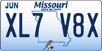 MO license plate XL7V8X