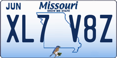 MO license plate XL7V8Z