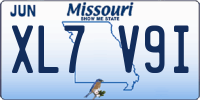 MO license plate XL7V9I