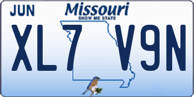 MO license plate XL7V9N