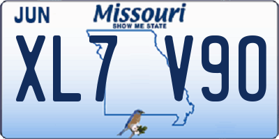 MO license plate XL7V9O