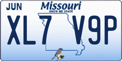 MO license plate XL7V9P