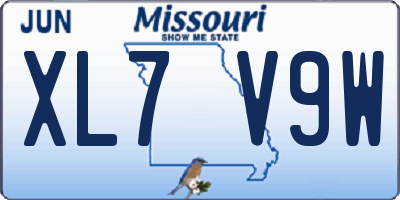 MO license plate XL7V9W