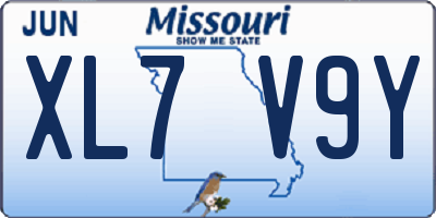 MO license plate XL7V9Y